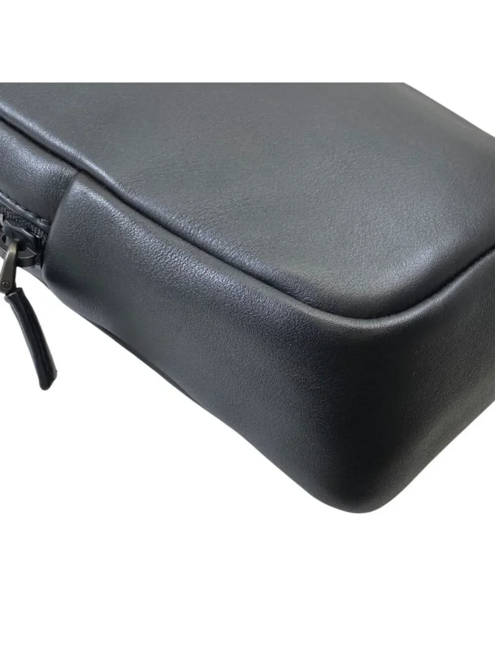 Prada Triangle Logo Mini Shoulder Bag Pouch Leather Black Practical